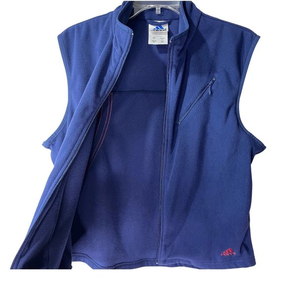 ADIDAS Women’s Fleece Vest Navy with Red Adidas Stripes Full Zip Size M - Picture 5 of 12
